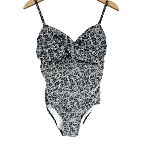 Caribbean Sand One Piece Swimsuit Gray Grey Leopard Modest Beach Womens 12 - Picture 2 of 8